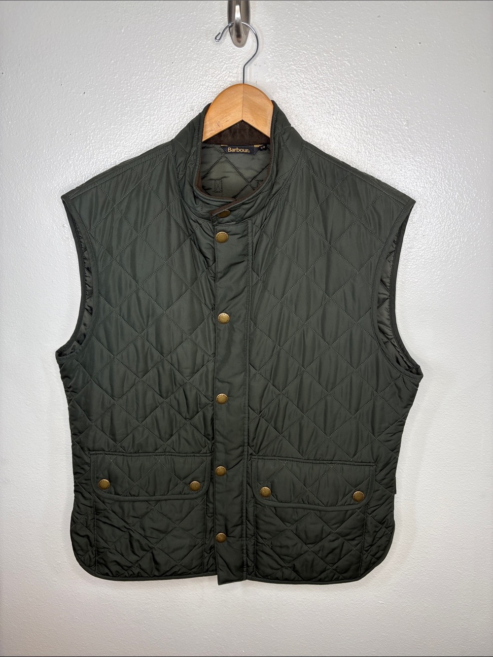 Barbour Lowerdale Quilted Gilet Snap Zip Vest Sage Men Size XL
